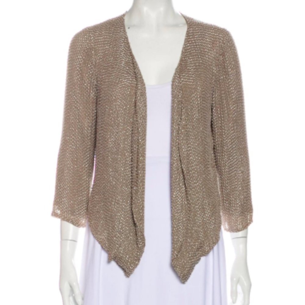 Parker Silk Beaded Open Front Jacket, Size S